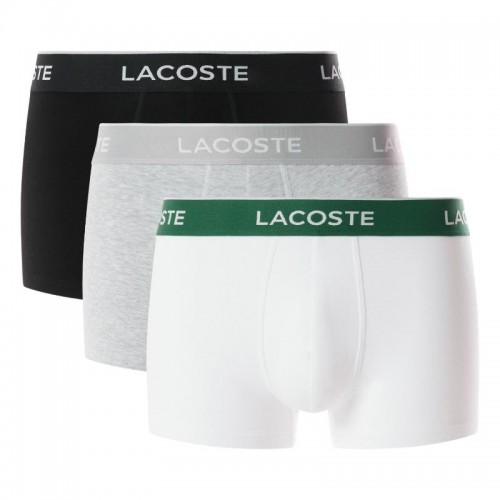 Boxers Lacoste Preto Branco Cinza Vigore 3 Unidades Boxers Lacoste Preto Branco Cinza Vigore 3 Unidades