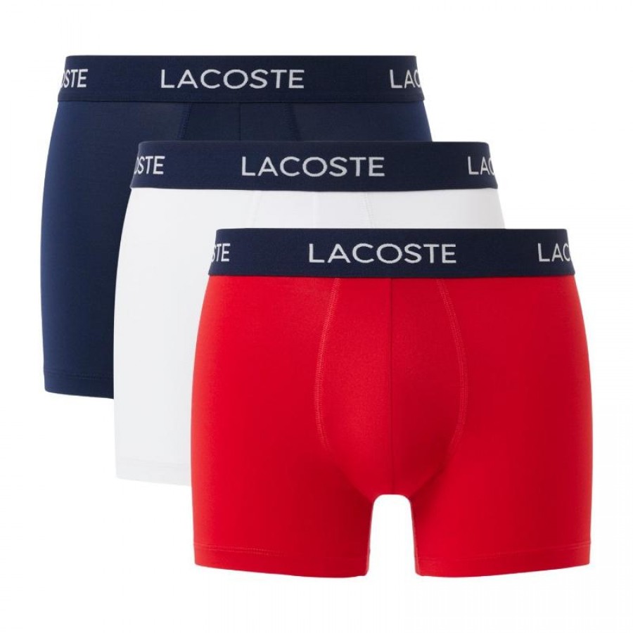 Lacoste Pique Boxer Bleu Marine Blanc Rouge 3 unités
