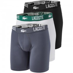 Boxers Lacoste Poliamida Blanco Gris Negro 3 Unidades