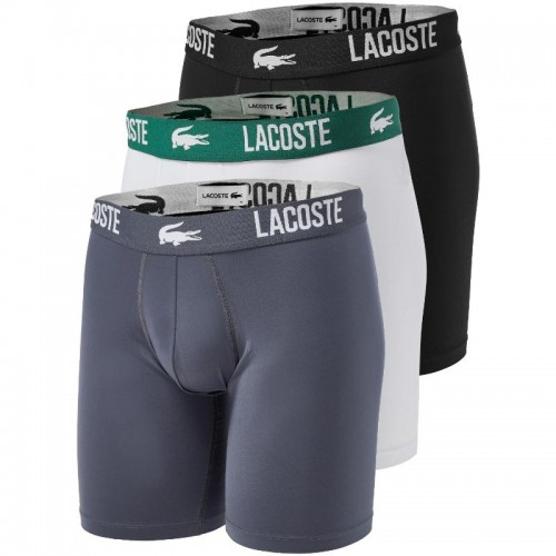 Boxers en polyamide Lacoste Blanc Gris Noir 3 unités