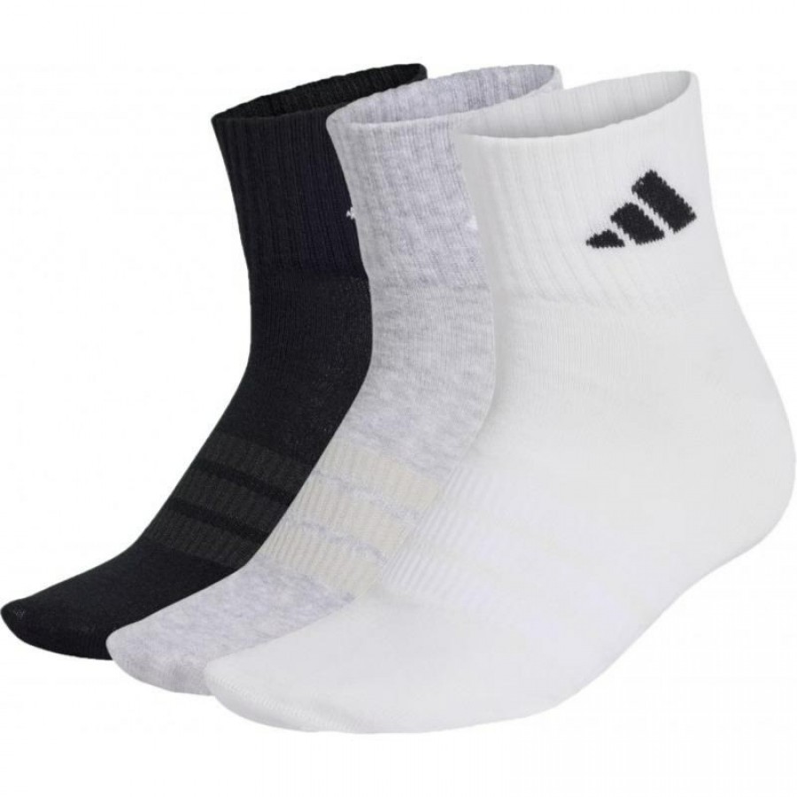 Calcetines Adidas Essentials Ank Gris Blanco Negro 3 Pares