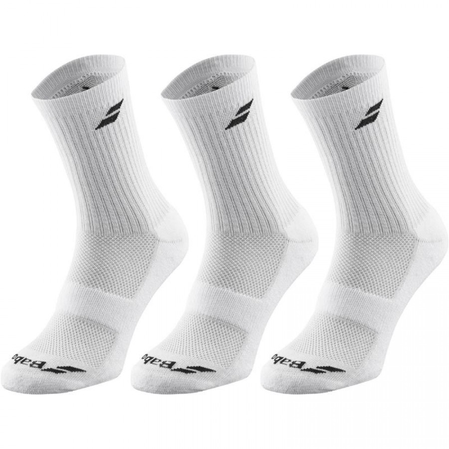 Babolat Medium White Socks 3 Pairs PADELPOINT Babolat Medium White Socks 3 Pairs