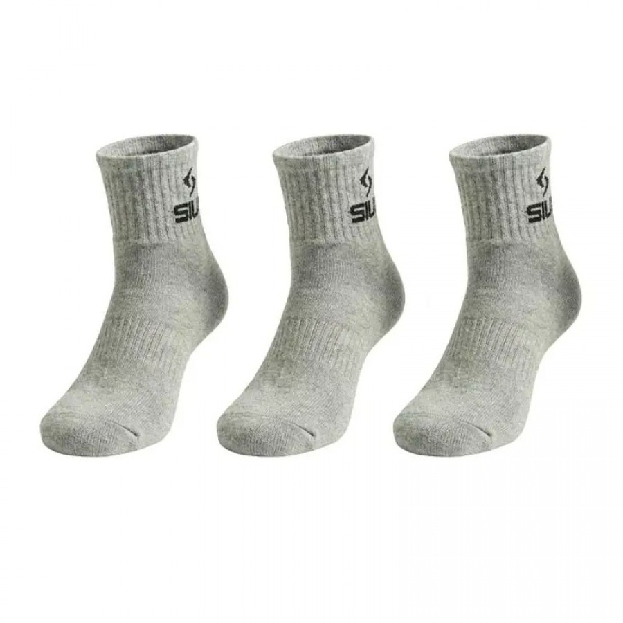 Siux Basic 26 Chaussettes grises mi-mollet, 3 paires