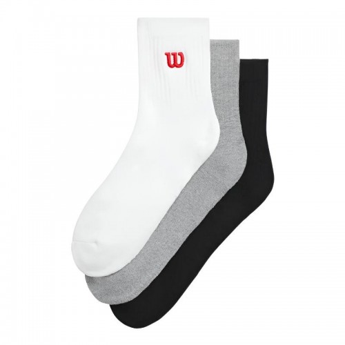 Calcetines Wilson Quarter Top Blanco Gris Negro 3 Pares