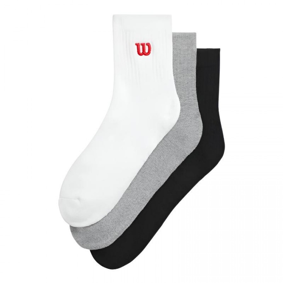 Chaussettes Wilson Quarter Top Blanc Gris Noir 3 Paires