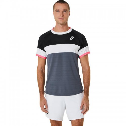 Camiseta Asics Match SS Top Preto Cinza Camiseta Asics Match SS Top Preto Cinza