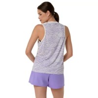 Camiseta Asics Padel Court Print Crema Purpura Mujer