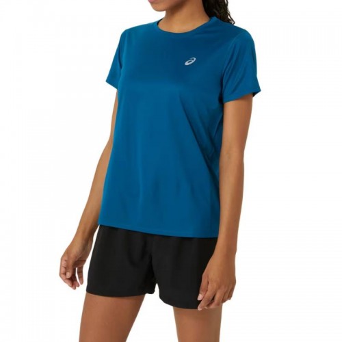 Camiseta Asics Silver Petrol Blue para Mulheres Camiseta Asics Silver Petrol Blue para Mulheres