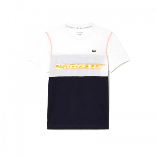 Lacoste Sport Medvedev T-shirt Branco Azul Laranja Lacoste Sport Medvedev T-shirt Branco Azul Laranja