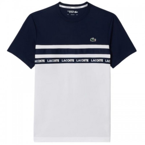 T-Shirt Lacoste Ultra Dry White Azul Marinho T-Shirt Lacoste Ultra Dry White Azul Marinho