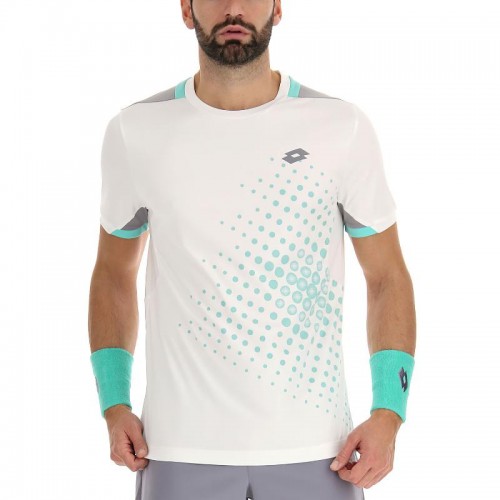 T-shirt Lotto Top IV Branco Brilhante Cinza Verde Turquesa T-shirt Lotto Top IV Branco Brilhante Cinza Verde Turquesa