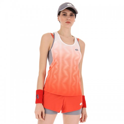Camiseta Lotto Top IV Rojo Amapola Blanco Brillante Mujer Camiseta Lotto Top IV Rojo Amapola Blanco Brillante Mujer
