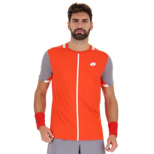 Camiseta Lotto Top IV Vermelho Poppy Cinza Prata Camiseta Lotto Top IV Vermelho Poppy Cinza Prata