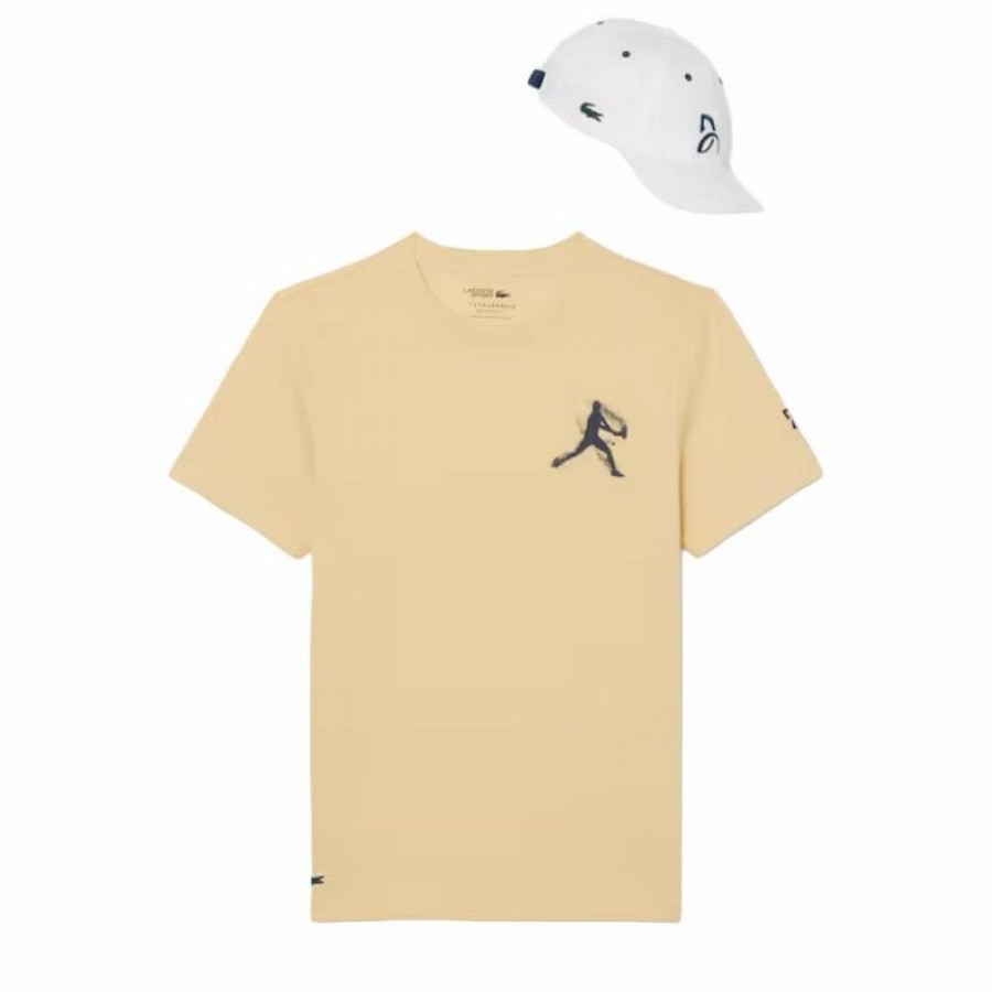 Pack Lacoste Novak Djokovic T-Shirt Yellow and White Cap