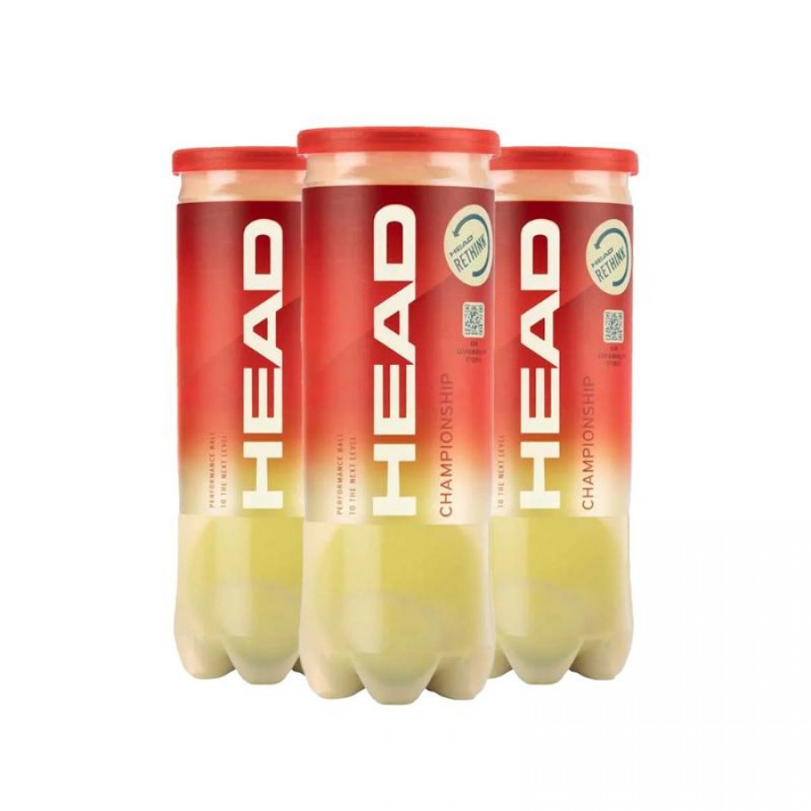 Pack of 3 Head Championship Tennis Ball Canisters PADELPOINT Pack of 3 Head Championship Tennis Ball Canisters