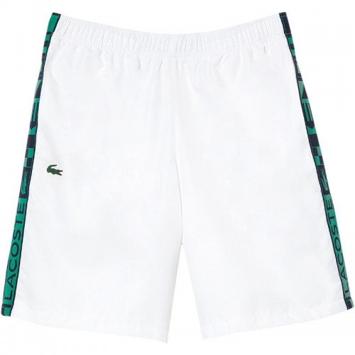 Short Lacoste Sport Listras Laterais Branco Verde Short Lacoste Sport Listras Laterais Branco Verde