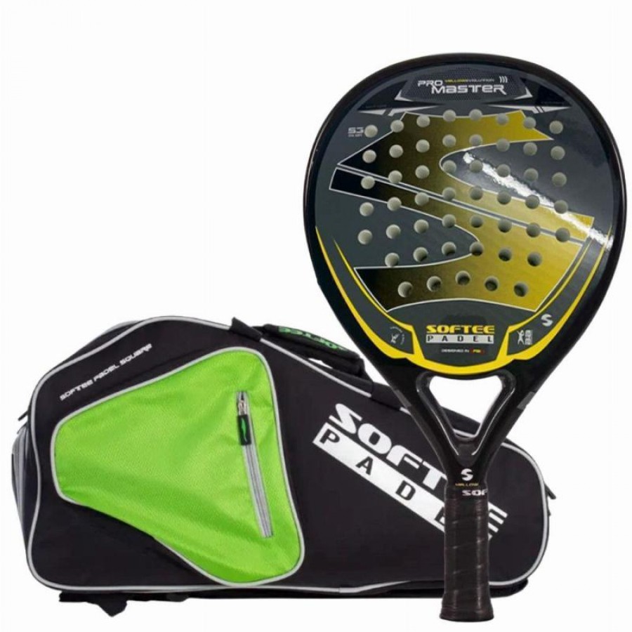 Pack Softee Pro Master Evolution Pagaie Jaune avec Sac de Padel