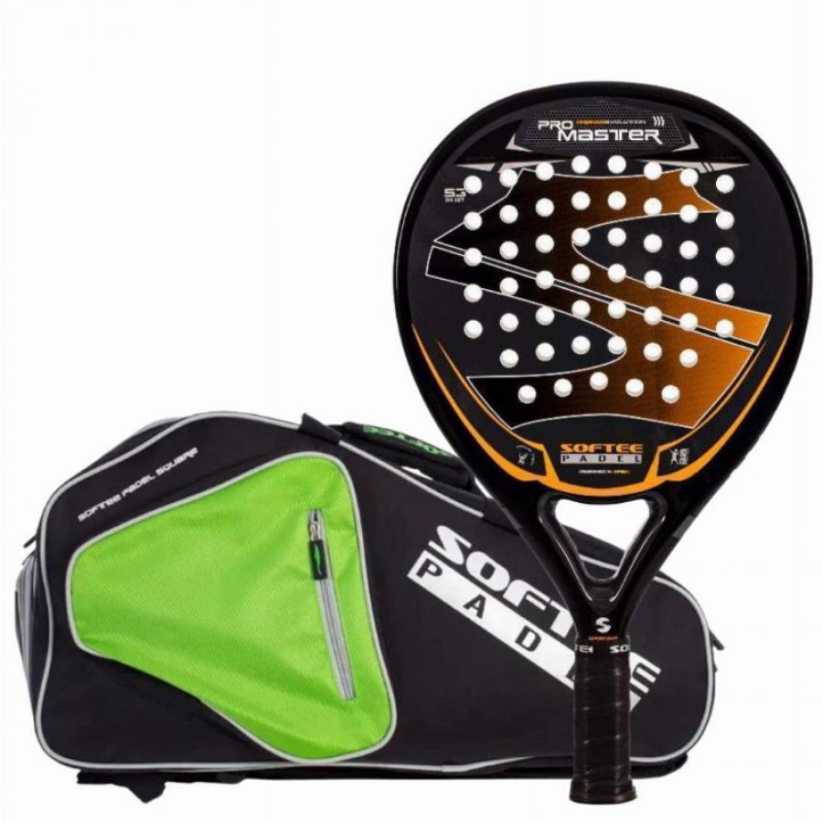 Pack Softee Pro Master Evolution Orange Pagaie avec Sac de Raquette de Padel