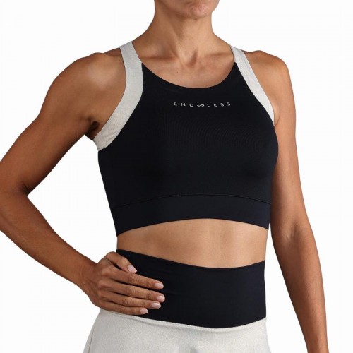 Top Endless Crop Negro Dorado Top Endless Crop Negro Dorado