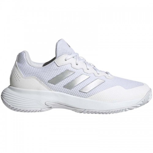 Adidas GameCourt 2 Tênis Feminino Branco Prata Metal Adidas GameCourt 2 Tênis Feminino Branco Prata Metal