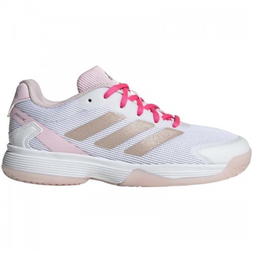Tênis Adidas Ubersonic Branco Prata Rosa Junior Tênis Adidas Ubersonic Branco Prata Rosa Junior