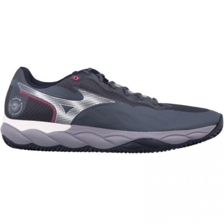 Mizuno Wave Enforce Court Clay Gris Blanc Bleu Sneakers