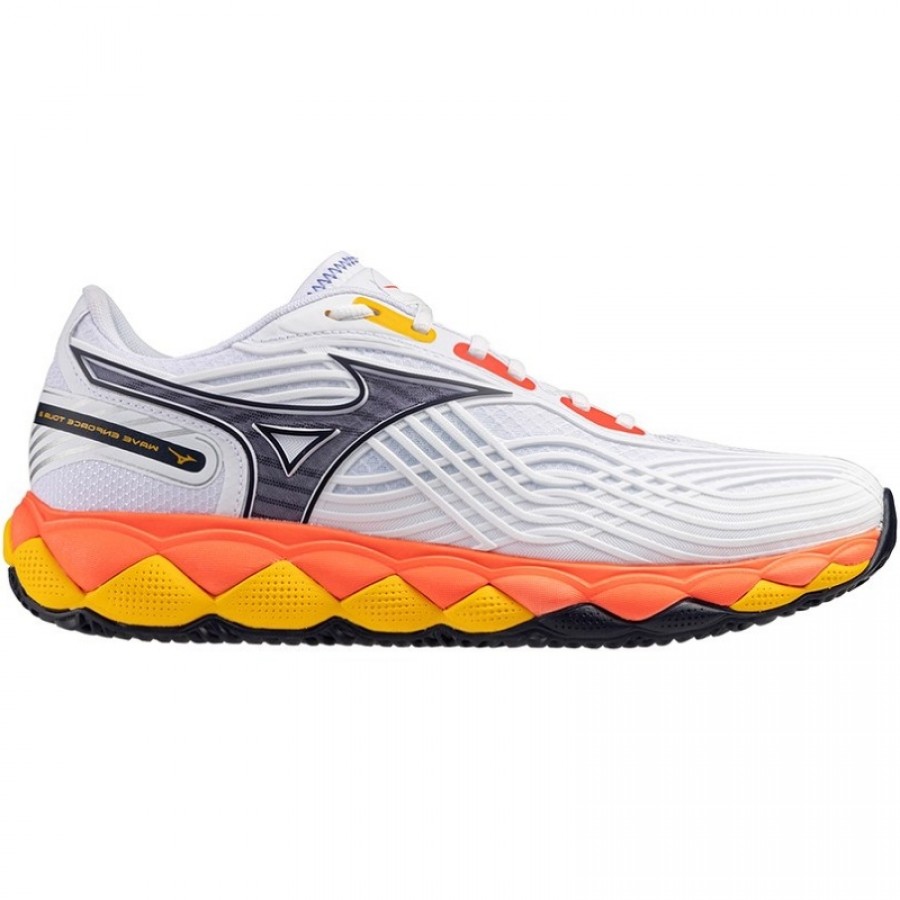 Baskets Mizuno Wave Enforce Tour 2 TERRE BATTUE Blanc Bleu Corail