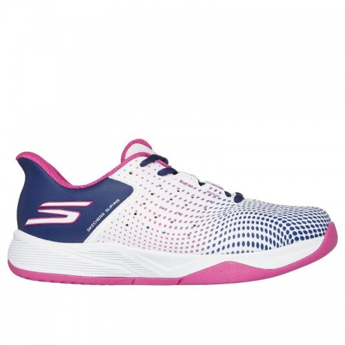 Tênis Feminino Branco Azul-Marinho Skechers Court Reload